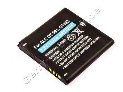 Akku Alcatel OT 992 Li-ion, 3,7V, 1500mAh, 5,6Wh