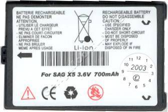 Akku fr Sagem MyC-5 Li-Ion 720mAh 5,4mm (188973731, SA-SN1, SA-SNX, 251165224)