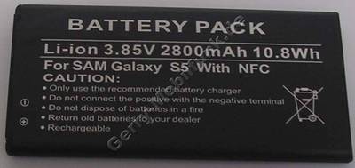 Akku Samsung Galaxy S5 SM-G900F Li-Ion 2800mAh 3,85 Volt 10,8Wh mit NFC