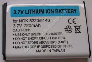 Akku fr Nokia 5140i LiIon Li-ion, 3,7V, 900mAh, 3,3Wh Akku vom Makrenhersteller mit 12 Monaten Garantie, nicht original