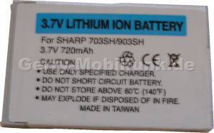 Akku fr Sharp 703SH LiIon 720mAh 3,6Volt 4,4mm