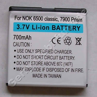 Akku Nokia 6500 classic Li-Ion 700mAh 5,5mm Akku vom Markenhersteller mit 12 Monaten Garantie, nicht original Nokia (entspricht BL-6P)