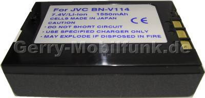 Akku JVC BN-V114 (GR DVP1, DVP3, DVP7) Daten: 1700mAh 7,4V LiIon 15mm schwarz (Zubehrakku vom Markenhersteller)