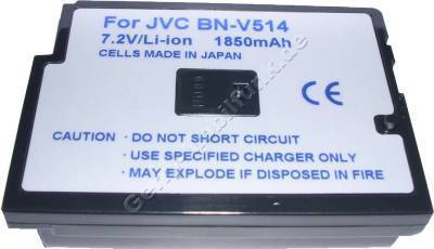 Akku JVC BN-V514 (DVM50 DVM70 DCM90 DVX10 DVX4 DVX40 DVX44 DVX70 DVX8 DVX9 DVX90 DVX44 DVX77 DVX88 GRDVM50U 75U GR-DVX40A DVM50 DVM70) Daten: 1850mAh 7,2V LiIon 30,5mm dunkelgrau (Zubeh�rakku vom Markenhersteller)