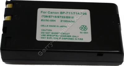 Akku CANON BP-729 Daten: NiMH 6V 2100 mAh, schwarz 20,5mm (Zubehörakku vom Markenhersteller)