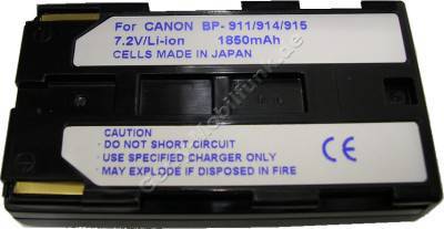 Akku CANON UCX-20HI BP-915 Daten: Li-Ion 7,2V  1850 mAh, schwarz 20,5mm (Zubehrakku vom Markenhersteller)