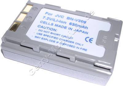 Akku JVC BN-V306, GR-DVM76, GR-DVM96, GR-DVX6K, GR-DVX707 Daten: LiIon 7,2V  630 mAh, 13,5mm silber metallic (Zubeh�rakku vom Markenhersteller)