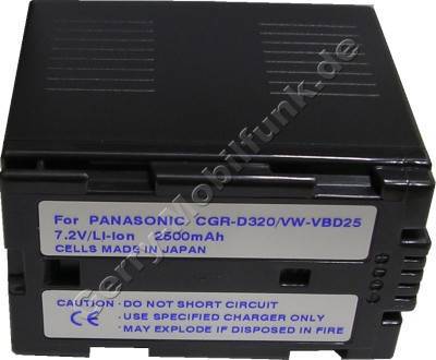 Akku PANASONIC NV-DA1 Daten: LiIon 7,2V 3000mAh 53,3mm dunkelgrau (Zubehrakku vom Markenhersteller)