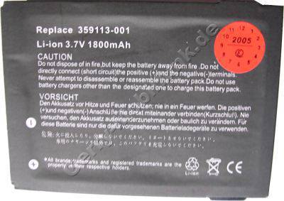 Akku fr HP Compaq iPAQ baugleich mit P/N 359113-001 LiIon 3,7V 1800mAh 6mm dick ca.45g (Akku vom Markenhersteller, nicht original)