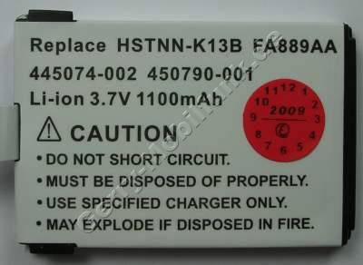 Akku fr HP Compaq iPAQ 512 Voice Messenger Serie LiIon 3,7V 1100mAh 6mm dick ca.21g (Akku vom Markenhersteller, nicht original) (P/N 445074-002, 450790-001, FA889AA, HSTNH-SK13B)