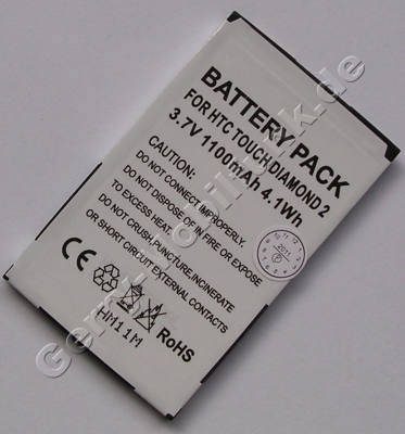 Akku fr HTC Touch Diamond 2 (entspricht TOPA160, 35H00125-02M, BA S360) LiIon 3,7V 1100mAh 4,1Wh (Akku vom Markenhersteller, nicht original) 