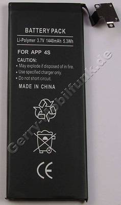 Akku Apple iPhone 4S Li-Polymer 3,7Volt 1440 mAh 5,3Wh