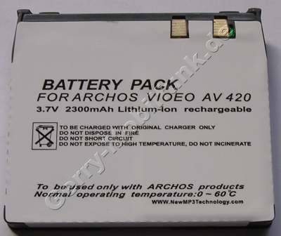 Akku Archos AV400 Serie (300360, 300369, 400055, 400058, 500667, 500672) LiIon 3,7V 2200mAh 9,7mm ca 75g (Akku vom Markenhersteller, nicht original)