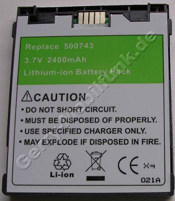 Akku f�r Archos AV500 (400081, 400084, 500738, 500739, 500743) LiIon 3,7V 2400mAh 8,4mm ca 70g (Akku vom Markenhersteller, nicht original) silbernes Geh�use